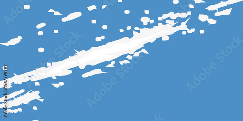 Grunge grainy blue brush stroke with spray texture. Hand drawn distress damaged vintage banner with zigzag bold line. Rough thick brush stroke texture. Spray paint effect vector background.