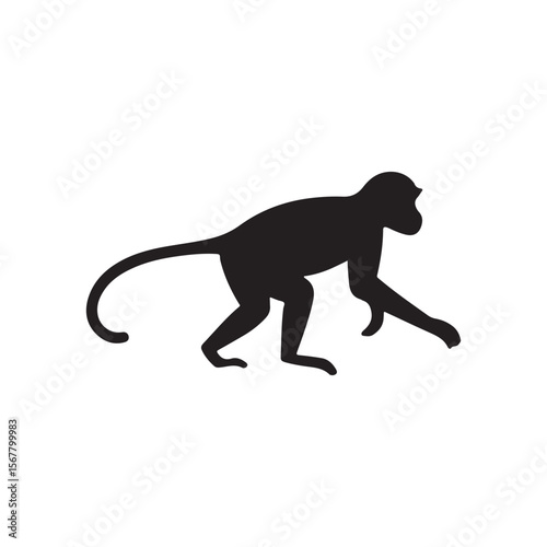 Playful Monkey Silhouette - Wildlife Icon for Nature Lovers
