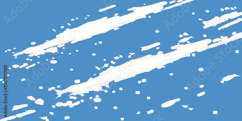 Grunge grainy blue brush stroke with spray texture. Hand drawn distress damaged vintage banner with zigzag bold line. Rough thick brush stroke texture. Spray paint effect vector background.