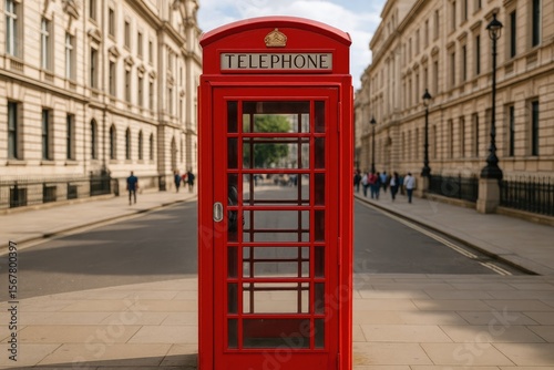 Vintage classic British telephone booth from the 20th century