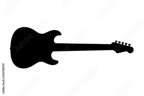 Silhouette of an Electric Guitar, Black Color Isolated on White Background