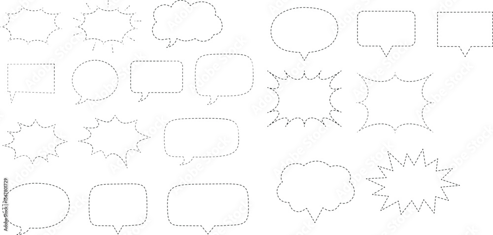 Obraz premium Set of Dotted Line Speech Bubble for Decoration