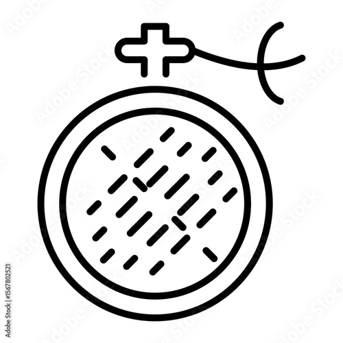 An outline style icon depicting embroidery hoop