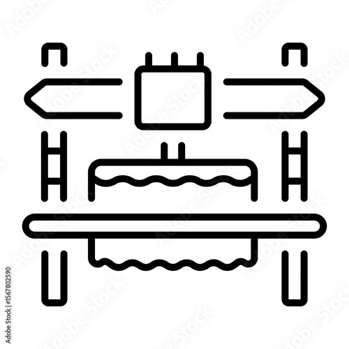 An outline style icon depicting jacquard loom