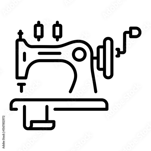 A linear style icon representing sewing machine