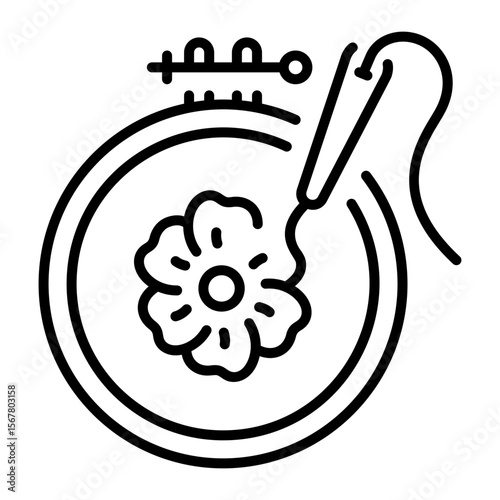 A line style icon showing embroidery