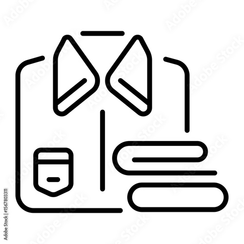 A linear style icon representing folded clothes

