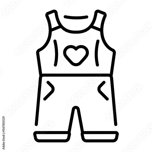 A linear style icon representing baby romper