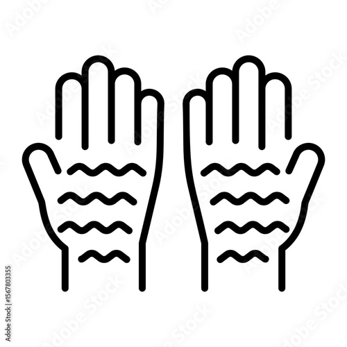 An outline style icon depicting wool gloves