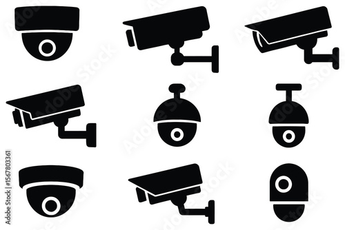 Security camera icons surveillance cctv