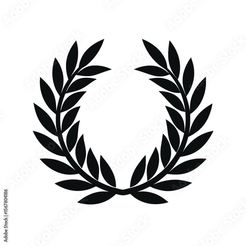 Black laurel wreath symbol leaves