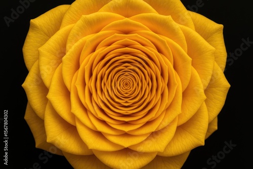 Close-up of a yellow concentric flower center with intricate mandala and kaleidoscopic patterns