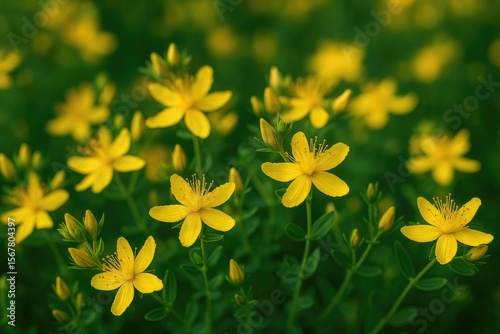 Vibrant yellow blossoms of the St. John's wort plant