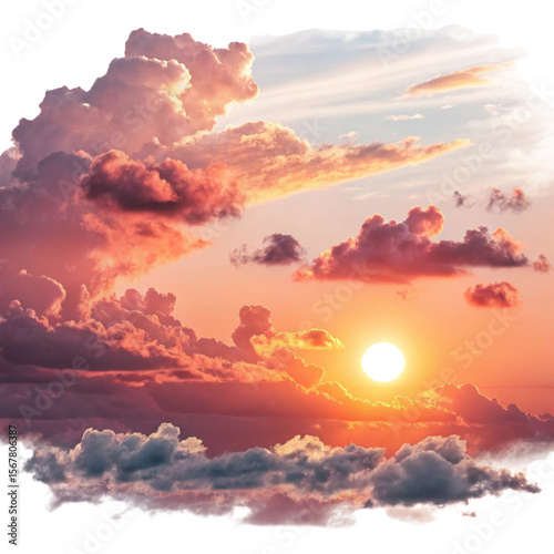 Overlays of natural skies, sun, and clouds on white background