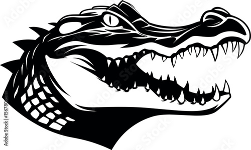 Minimalist black crocodile vector icon on white background, perfect for wildlife, nature, danger, and adventurous graphic design projects.
