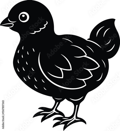Adorable baby chick standing happily in a simple clean vector illustration
