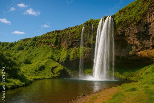 Scenic overlook of the cascading waterfall