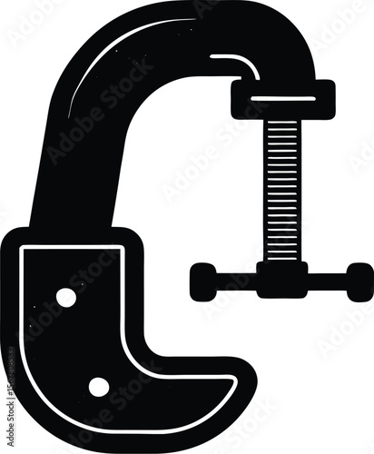 Black c clamp tool icon for engineering and construction projects