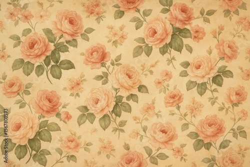 Wallpaper Mural Classic floral design on a nostalgic backdrop -Photo Torontodigital.ca