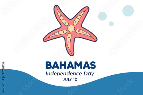 Celebrate Bahamas Independence Day with a cheerful starfish design, perfect for commemorative graphics and festive greeting cards.