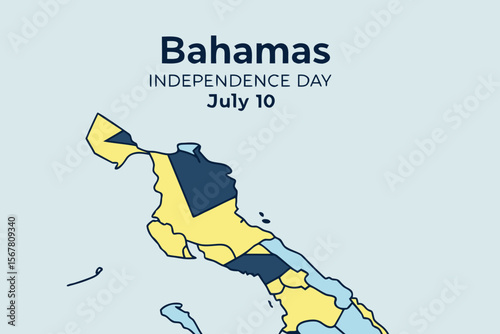 Celebrate Bahamas Independence Day with this detailed map of the island country showing its geographical divisions and national pride.