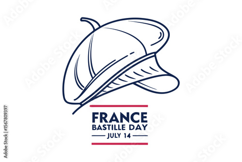 Celebrate Bastille Day with this crisp graphic featuring a traditional Phrygian cap, perfect for France's national day festivities and design projects.