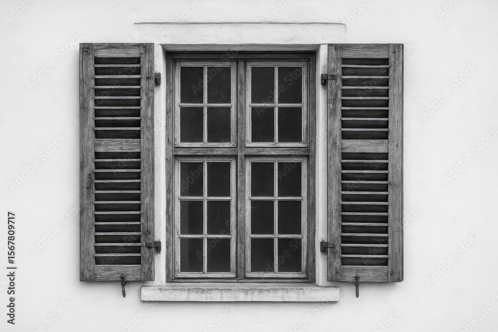 Fototapeta premium Classic monochrome window design with vintage charm