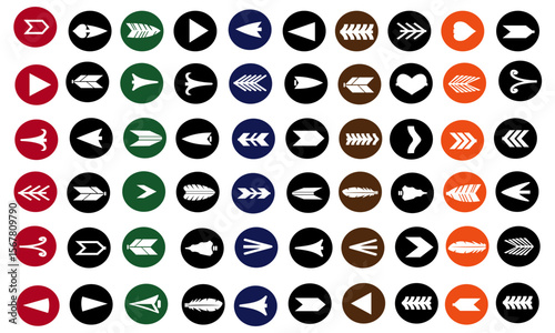 Arrow Icon Bundle Collection – Decorative Arrows, Tribal Symbols, Directional Pointers, and Vector Arrowhead Set in Various Styles