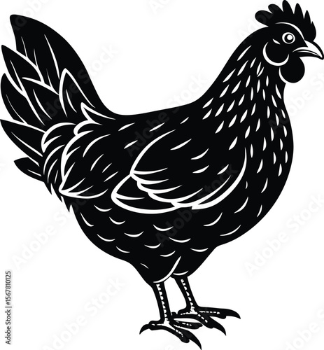Simple silhouette of a chicken in front view