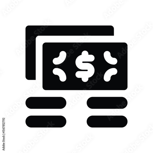 money glyph icon. Strong and solid vector icon for websites, mobile interfaces, presentations, and visual branding. High quality and easy to edit.