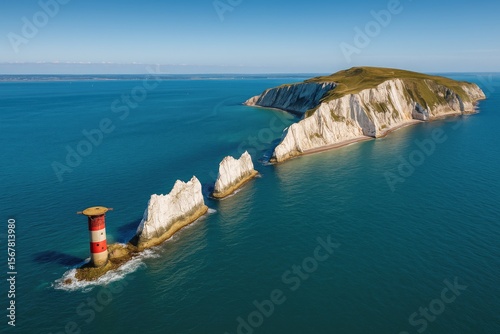 Wide-angle aerial shot capturing the Needles landscape