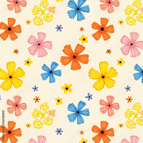 Wallpaper Mural A pattern of colorful floral background design . Torontodigital.ca