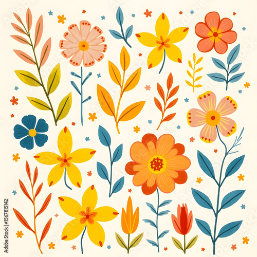 Wallpaper Mural A pattern of colorful floral background design . Torontodigital.ca
