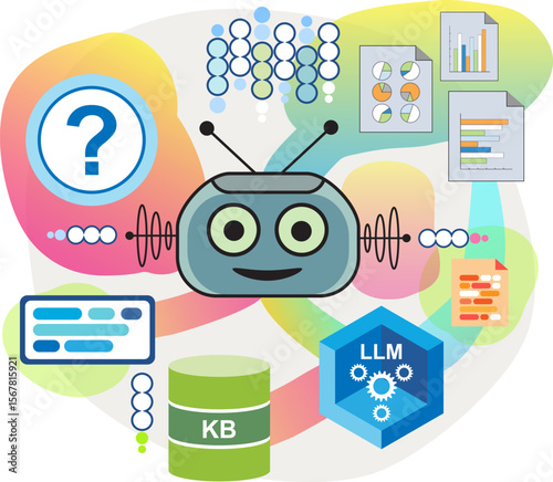 Artificial Intelligent (AI) agent processing query request and generating documents as output. The AI agent uses Large Language Model (LLM) and Knowledge Base (KB) database.