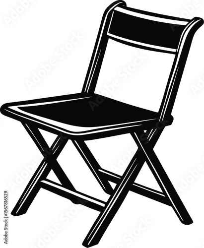 Simple solid folding chair graphic design element for various uses