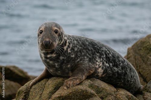 Gray Seal Resting on Coastal Rocks at St Clements Isle