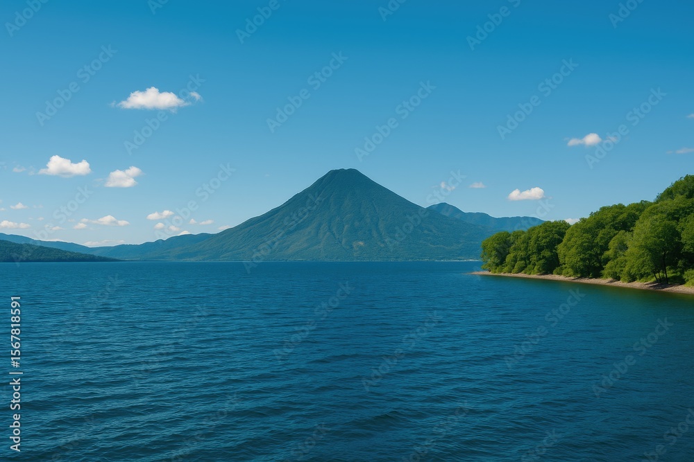 Obraz premium Vast aquatic expanse with a mountain range behind it