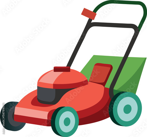 Clean illustration of a modern lawn mower on a pure white background