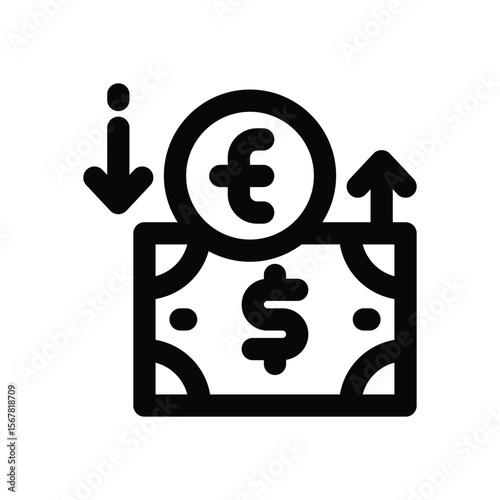 currency exchange line icon. Clean and minimalist vector icon for websites, mobile apps, presentations, and logos. Fully scalable and customizable for any project.