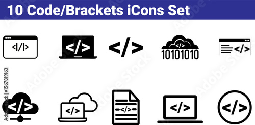 Code and Brackets Icon Set for Web & App Development