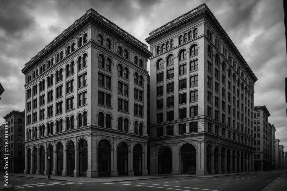 Fototapeta premium Monochrome Mood: Dramatic Architectural Silhouettes