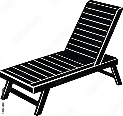 Simple silhouette icon of a lounge chair by a pool