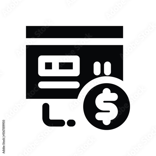 credit card glyph icon. Strong and solid vector icon for websites, mobile interfaces, presentations, and visual branding. High quality and easy to edit.