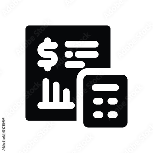 accounting glyph icon. Strong and solid vector icon for websites, mobile interfaces, presentations, and visual branding. High quality and easy to edit.