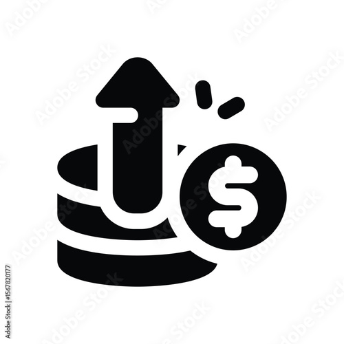 profit glyph icon. Strong and solid vector icon for websites, mobile interfaces, presentations, and visual branding. High quality and easy to edit.