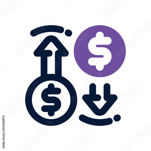 money flow duotone icon. Sleek and modern vector icon for websites, mobile apps, marketing materials, and corporate design. Fully scalable and ready to use.