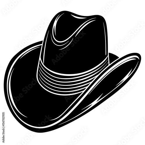 Cowboy Hat Silhouette – Hand-Drawn Vector Illustration


