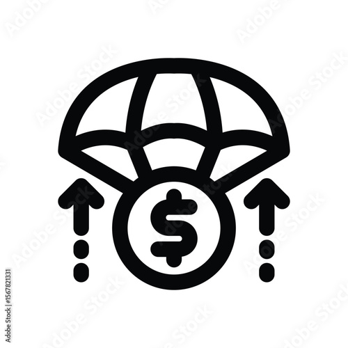 bailout line icon. Clean and minimalist vector icon for websites, mobile apps, presentations, and logos. Fully scalable and customizable for any project.