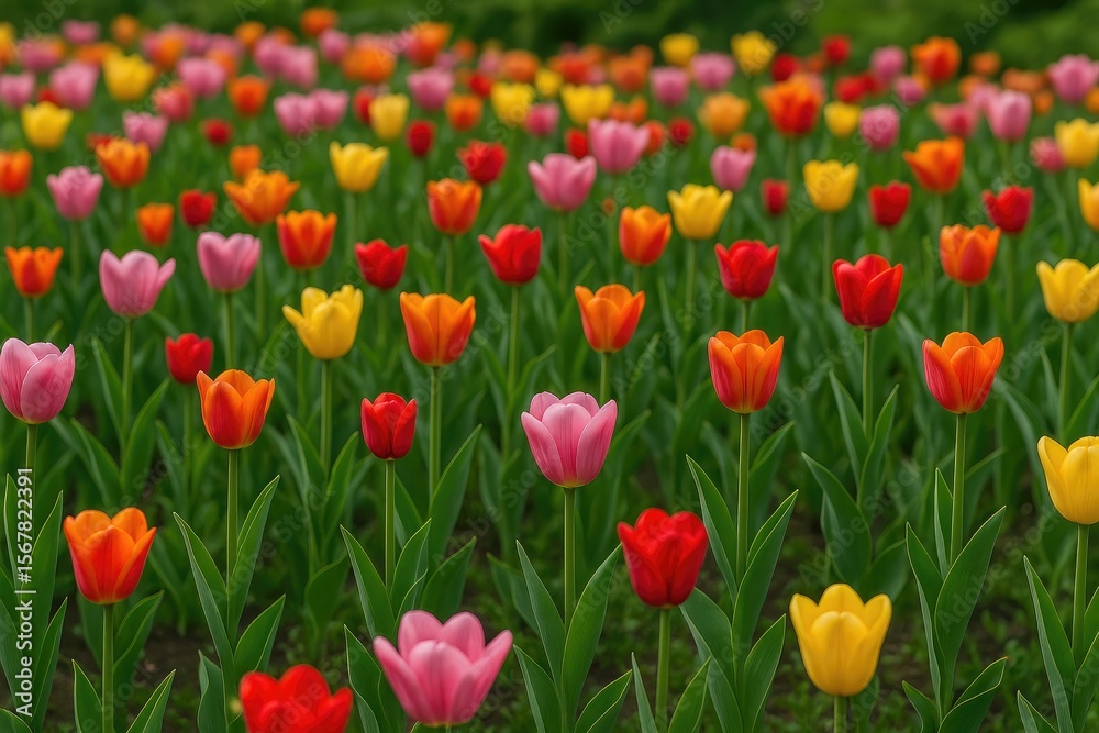 Stunning floral landscape filled with vibrant tulip blooms Stunning floral landscape filled with vibrant tulip blooms