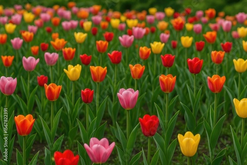 Stunning floral landscape filled with vibrant tulip blooms